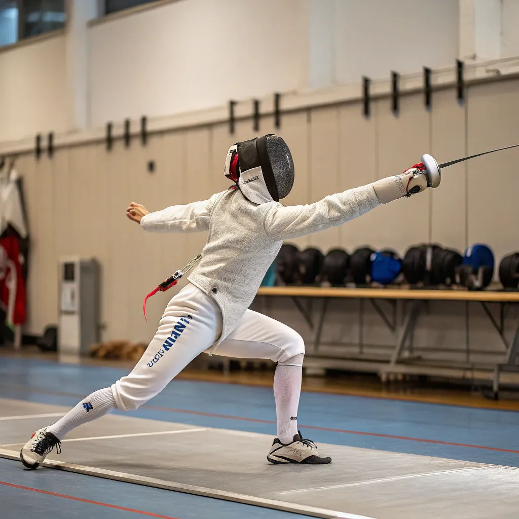 Fencer in action pose