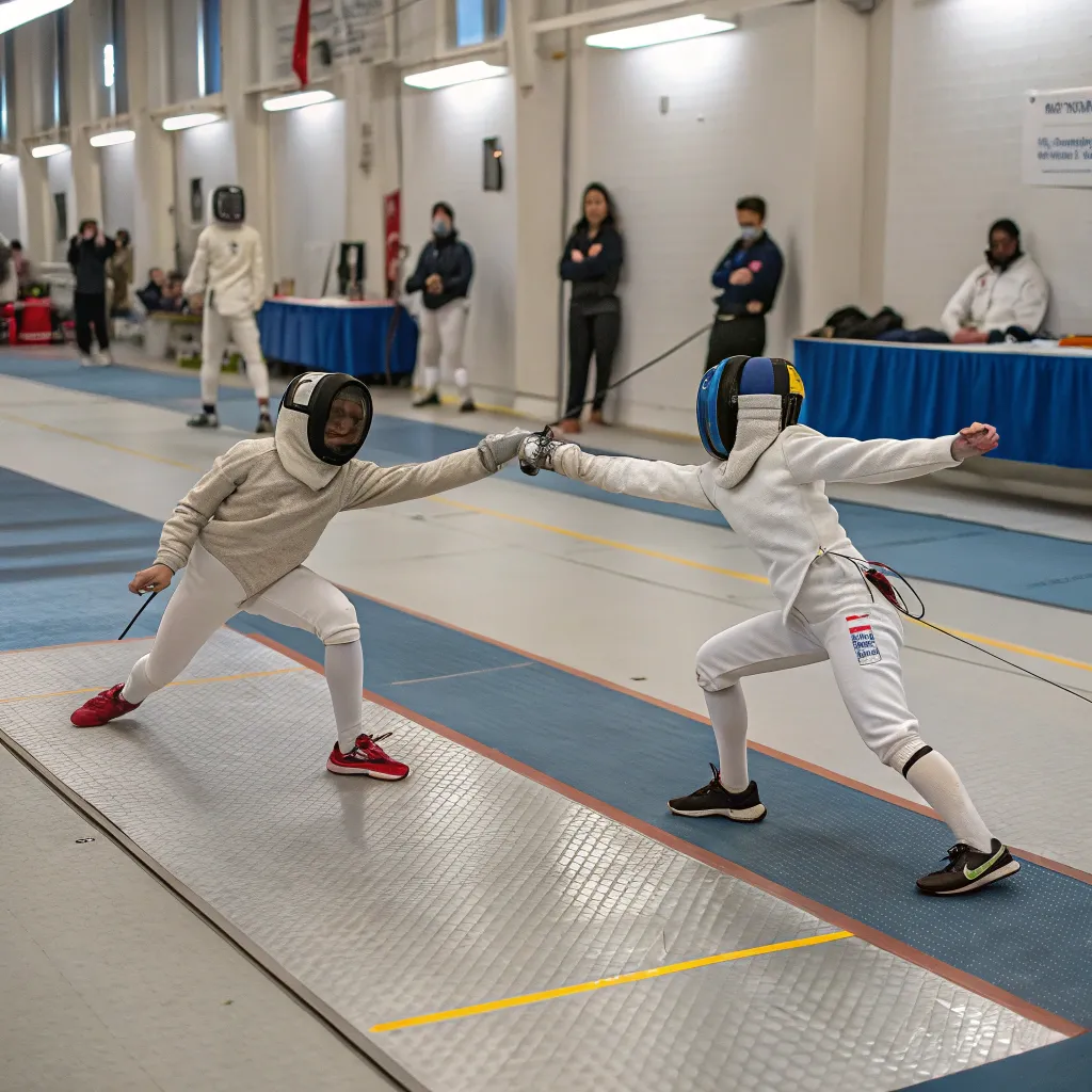 Fencing class in action